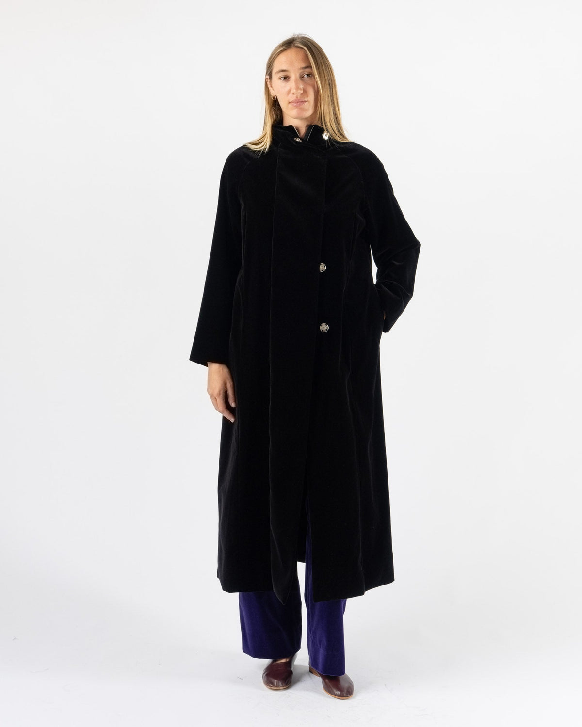 Colleen Allen High Collar Raglan Coat in Black