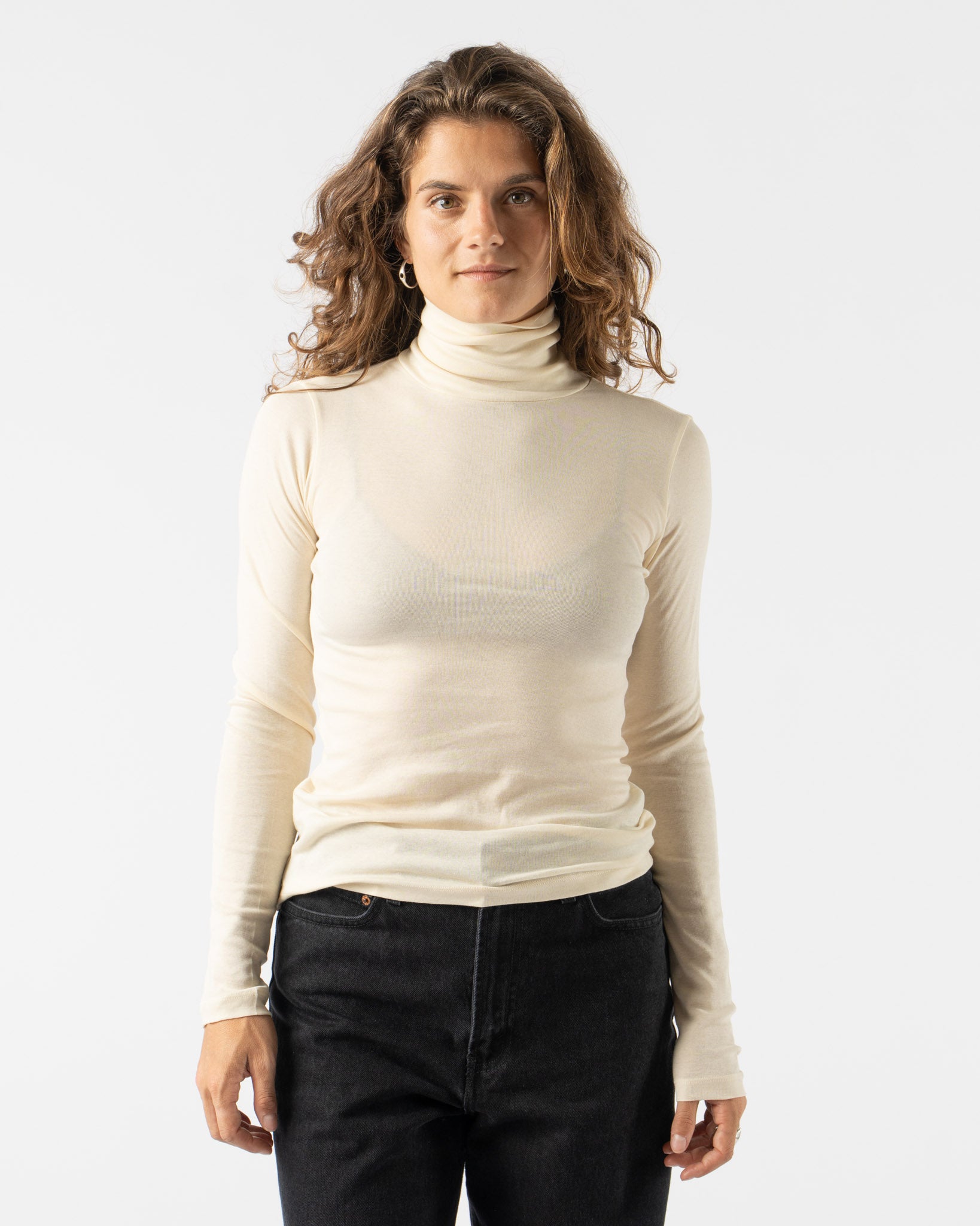 FLORE FLORE Lightweight Dinah Turtleneck in Off White
