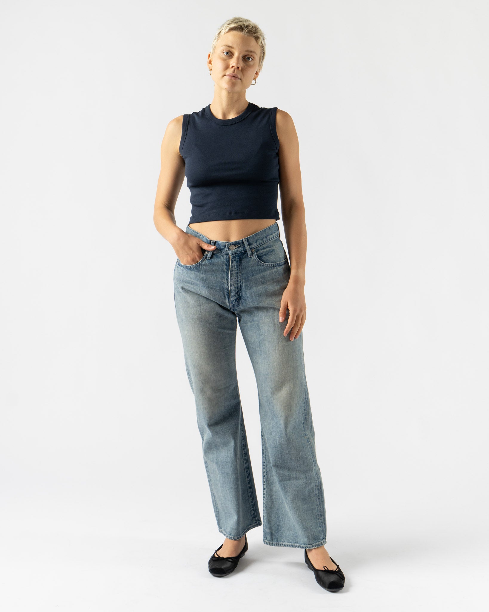 FLORE FLORE Esmé Crop in Navy