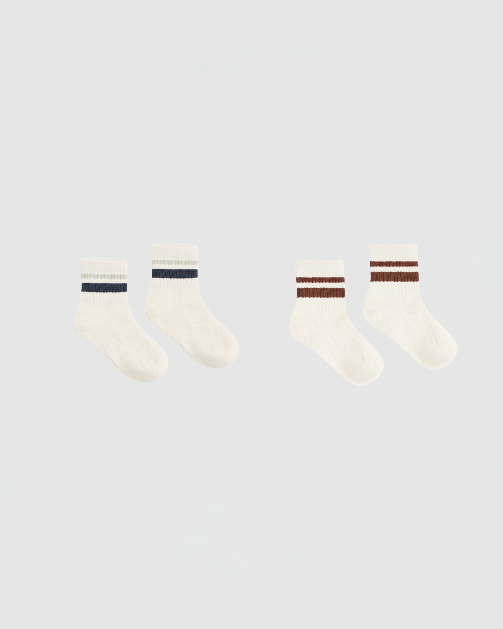 Rylee + Cru Stripe Socks, 2-Pack in Fog, Mulberry