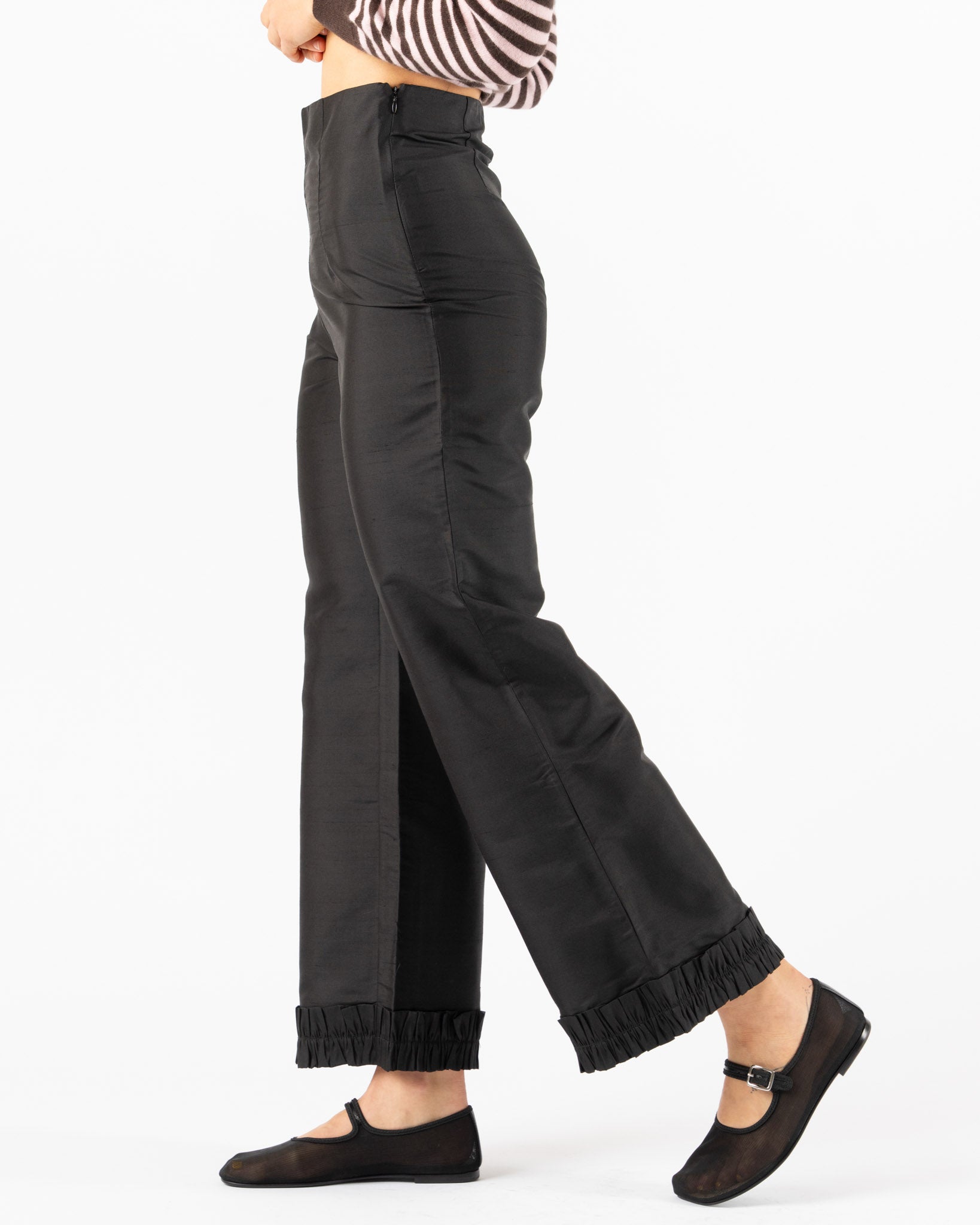 Hai Leo Trousers in Black Dupion Silk