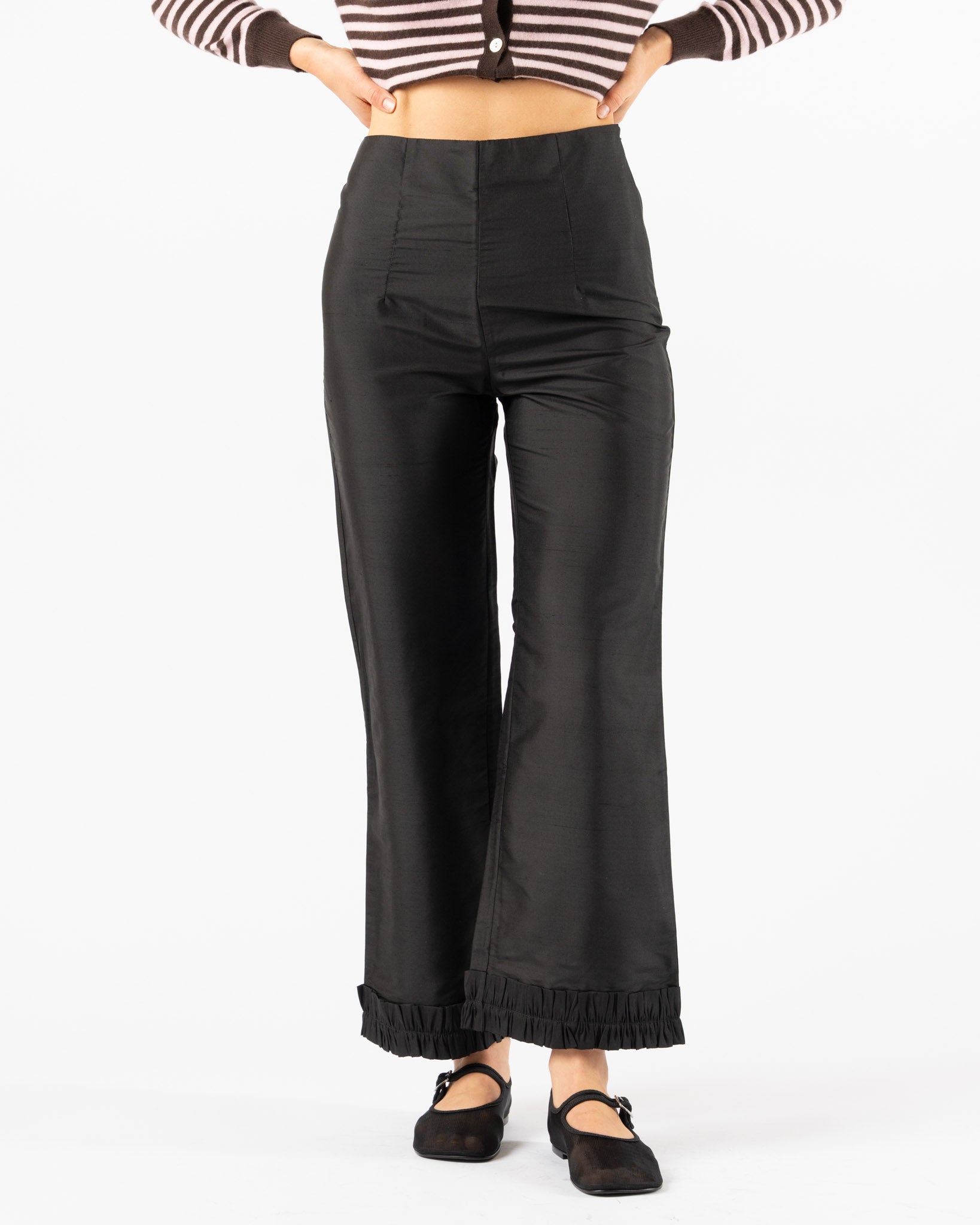 Hai Leo Trousers in Black Dupion Silk