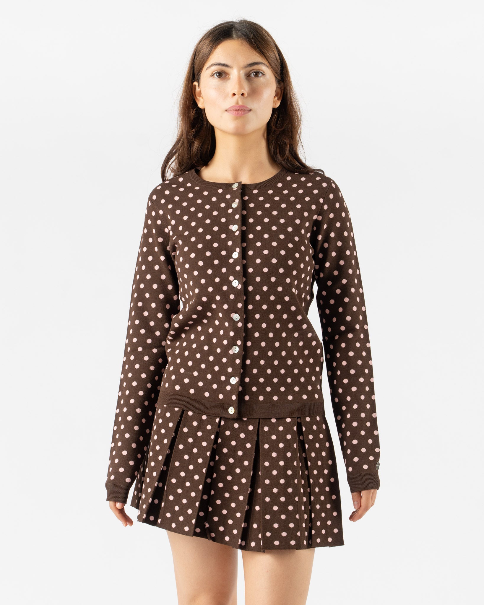 Sandy Liang Fable Cardigan in Brown Multi