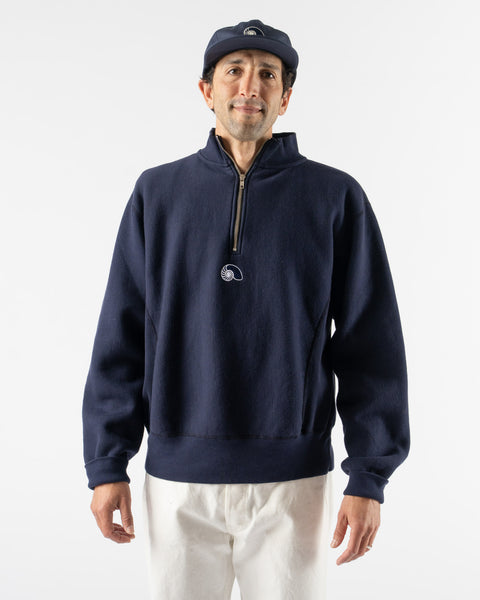 Aaron Levine Fleece Quarter Zip in Navy Curated at Jake and Jones