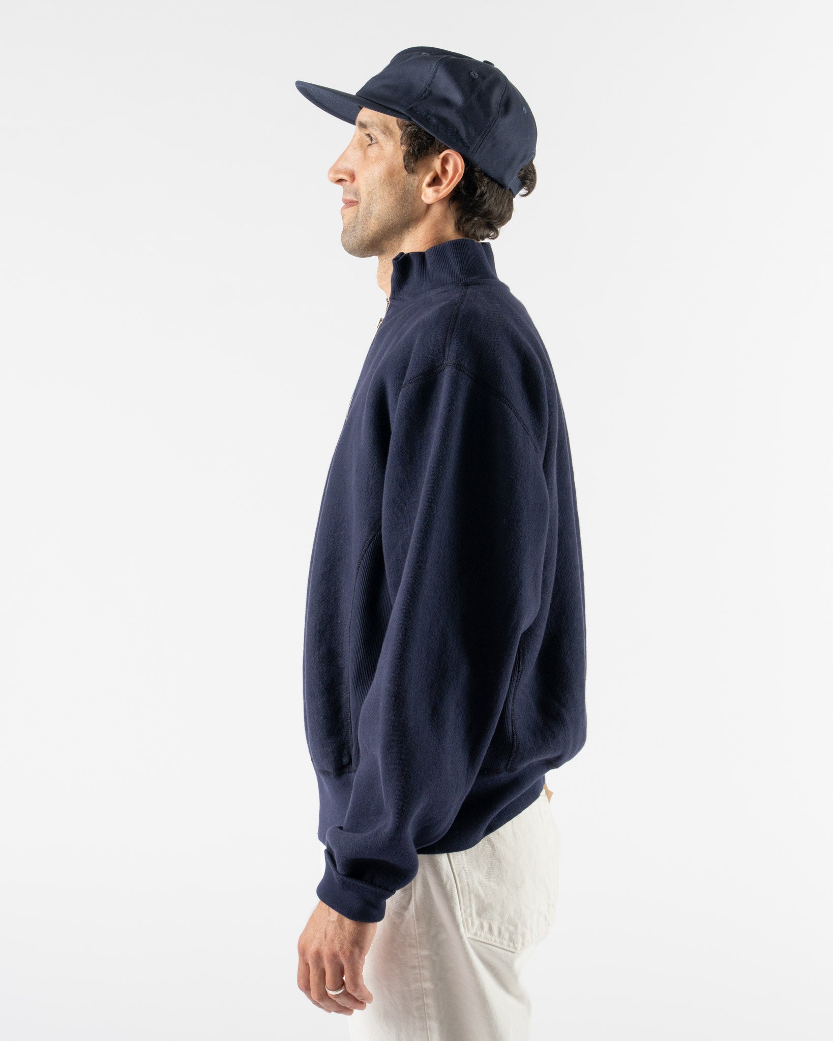 Aaron Levine Fleece Quarter Zip in Navy