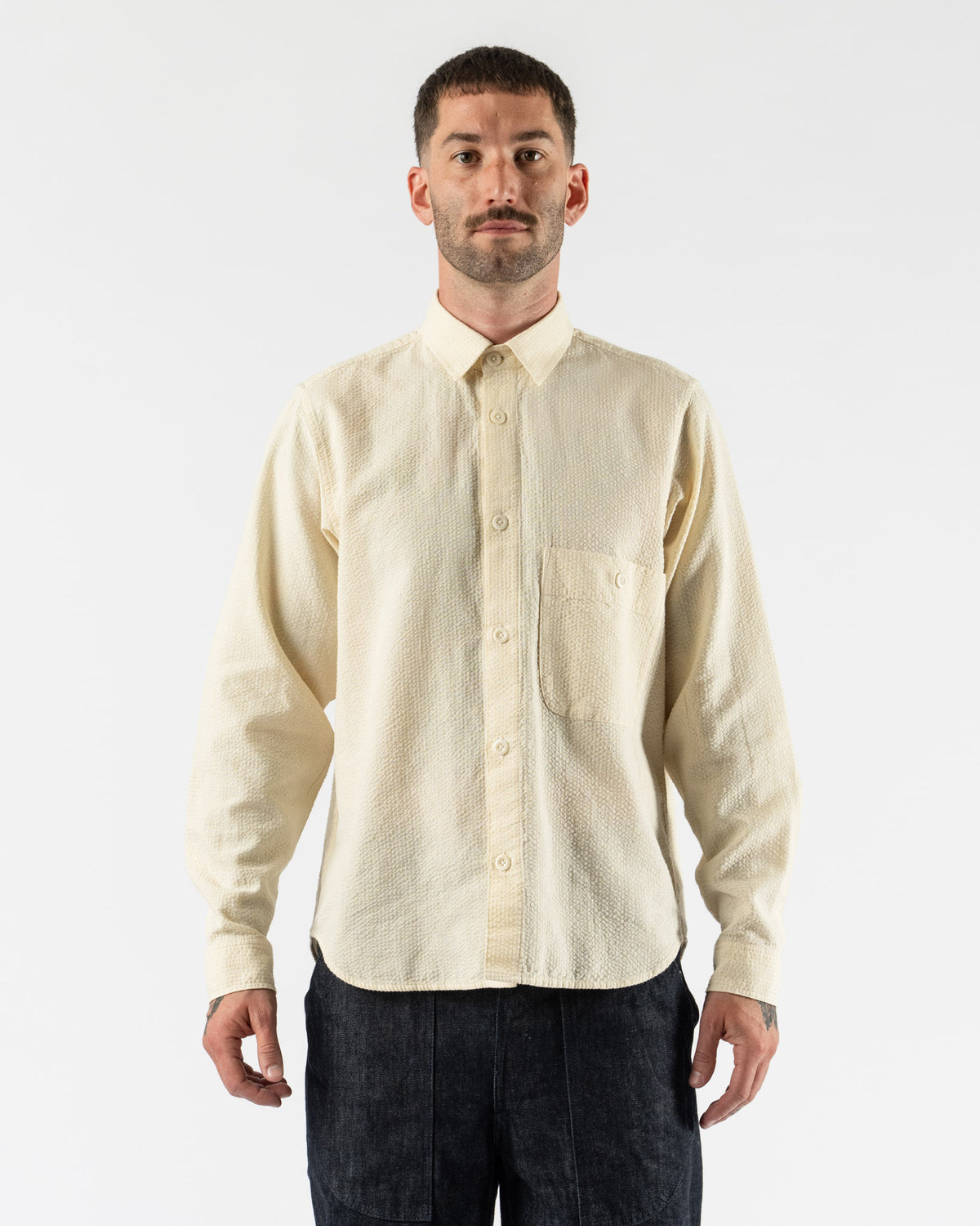 Graziano & Gutierréz Pintor Shirt in Ecru Seersucker