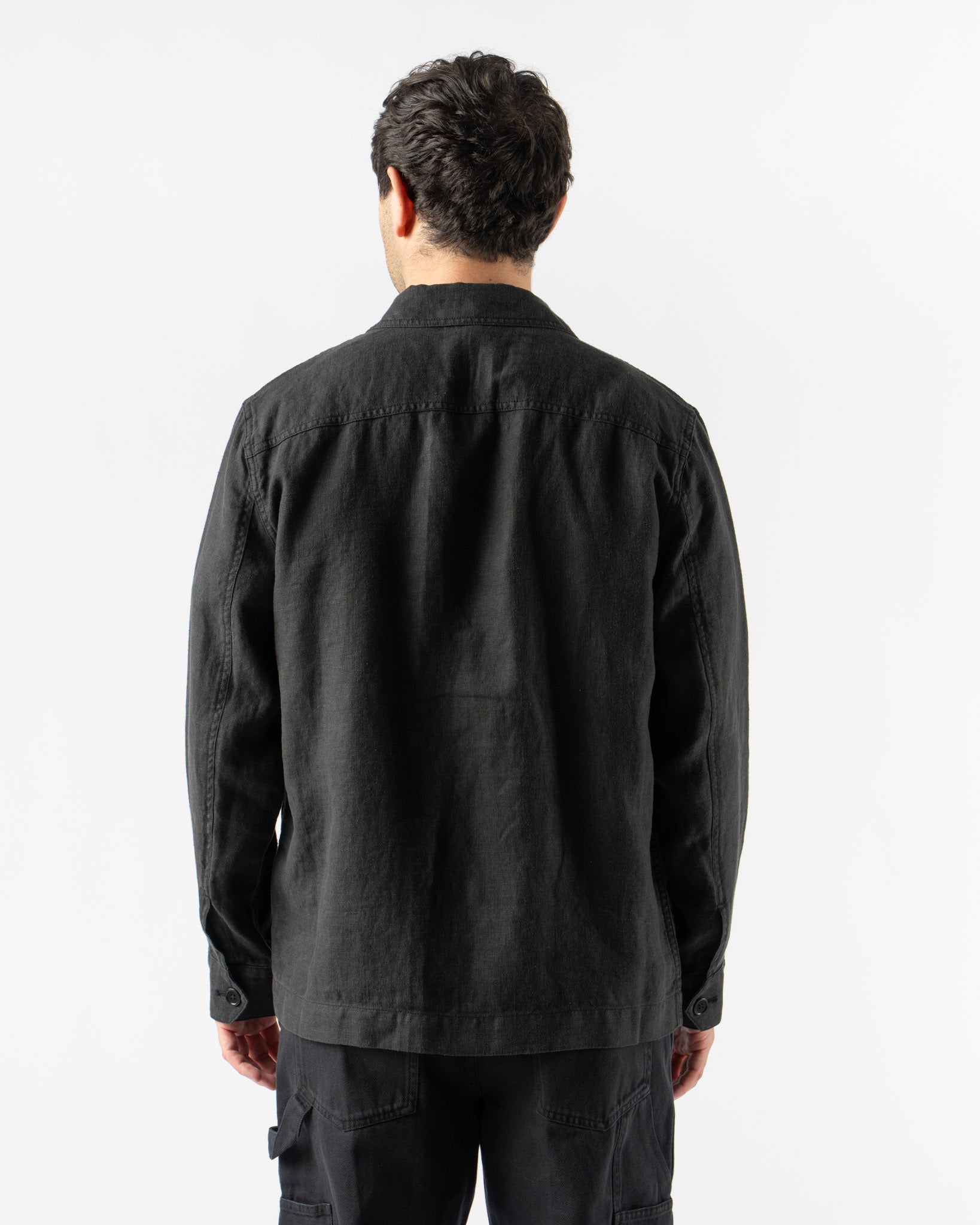 Alex Mill Garment Dyed Work Jacket in Black Linen