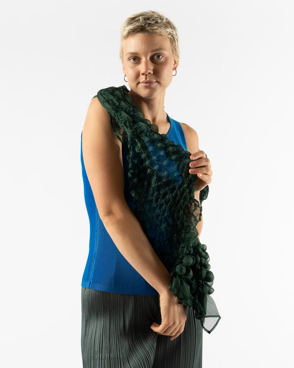 Pleats Please Issey Miyake Grainy Dots Shibori Scarf in Dark Green