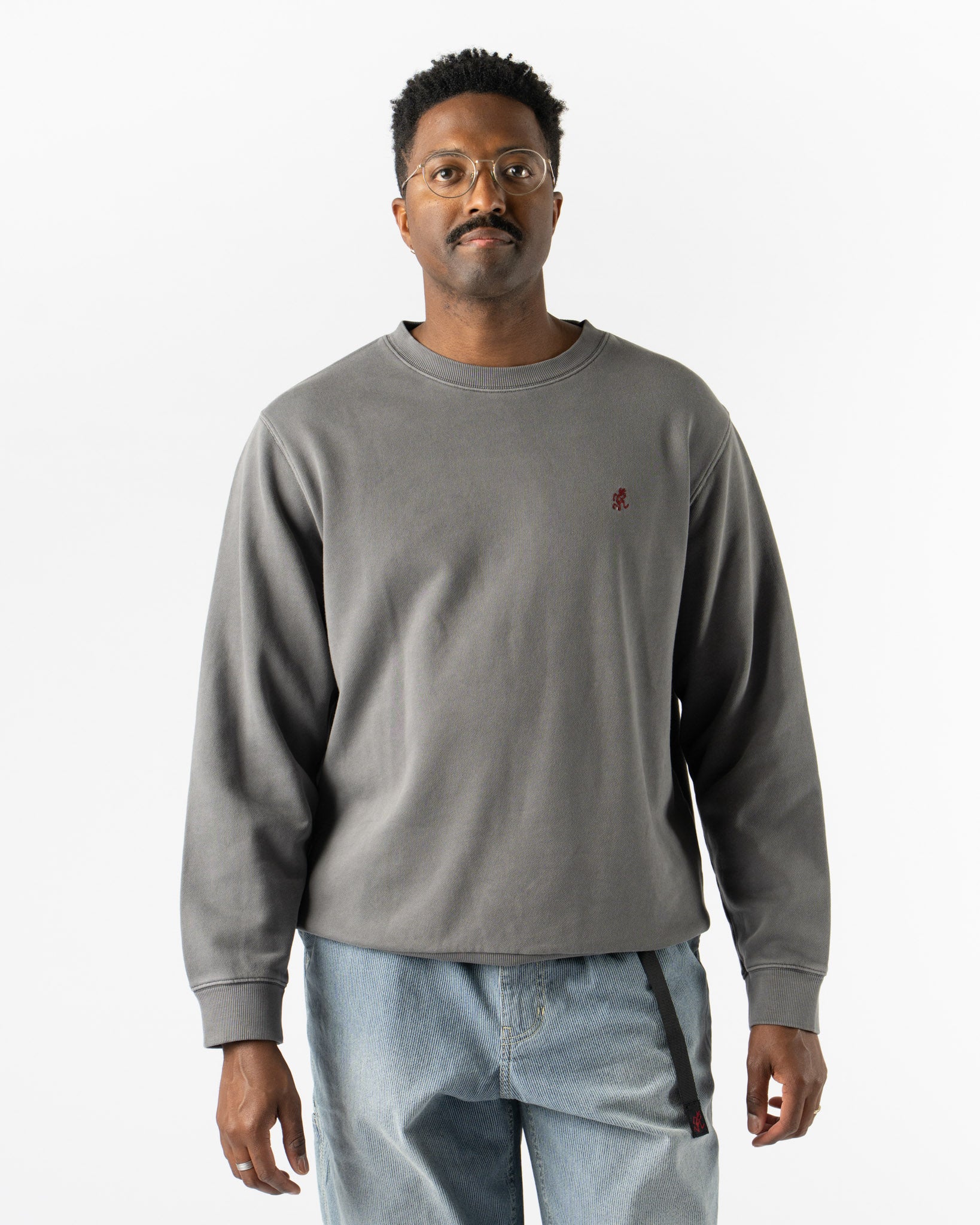 Gramicci One Point Crew Sweater in Charcoal