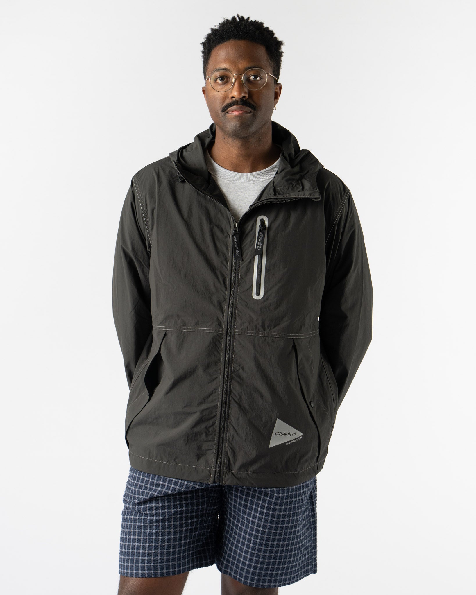 Gramicci x and wander Brushed Nylon Jacket in Charcoal