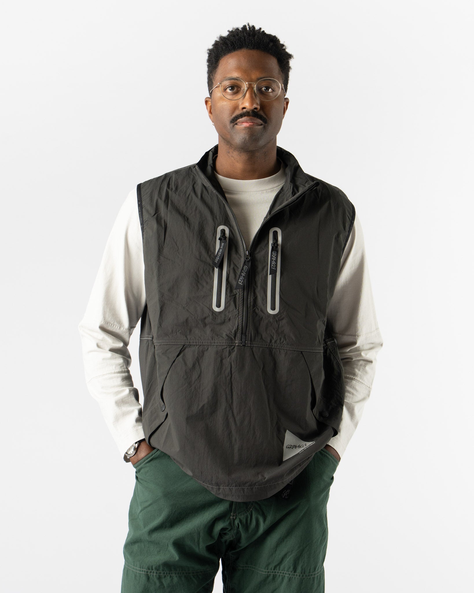 Gramicci x and wander Brushed Nylon Vest in Charcoal