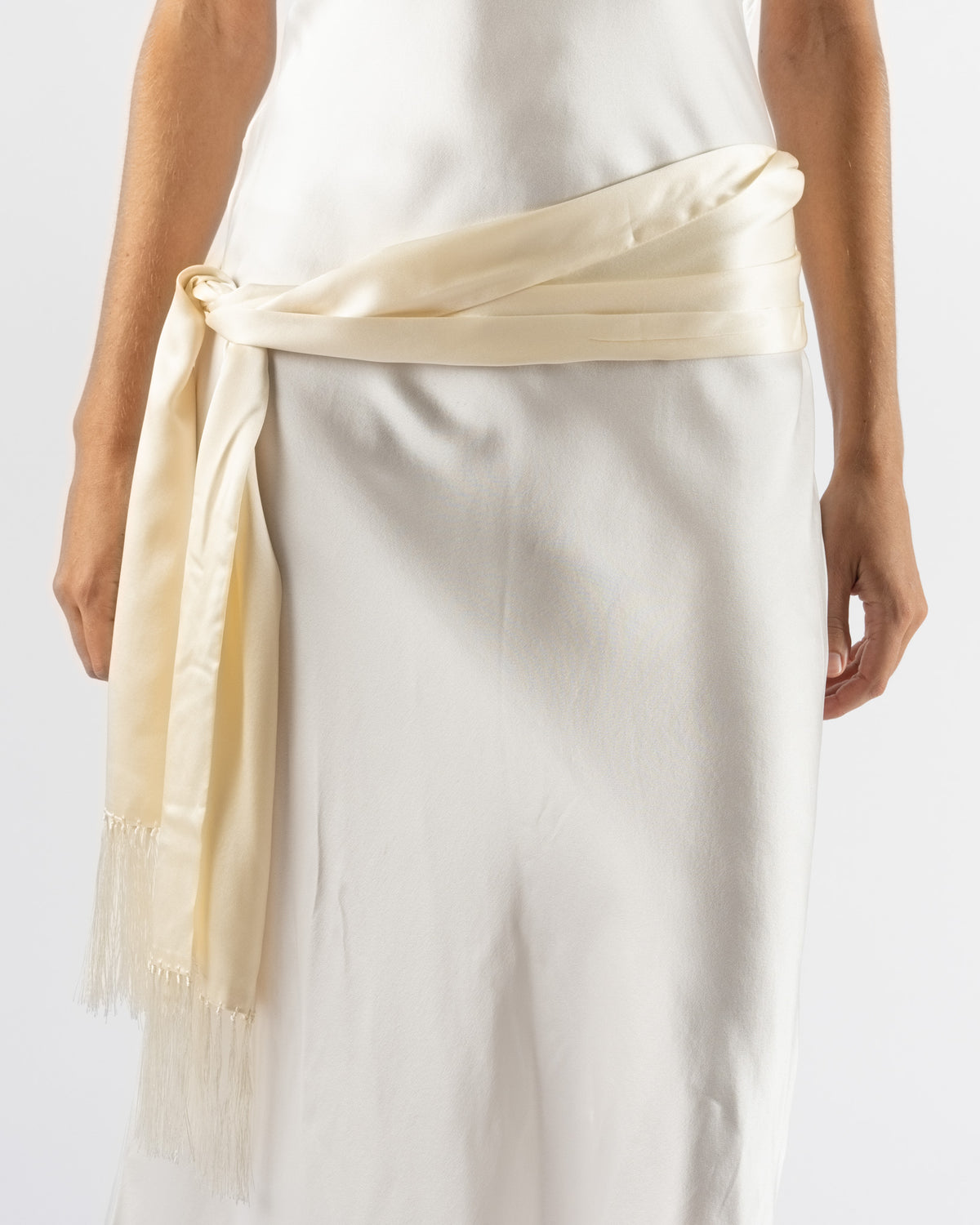 Hai Silas Scarf in Ivory Satin Silk