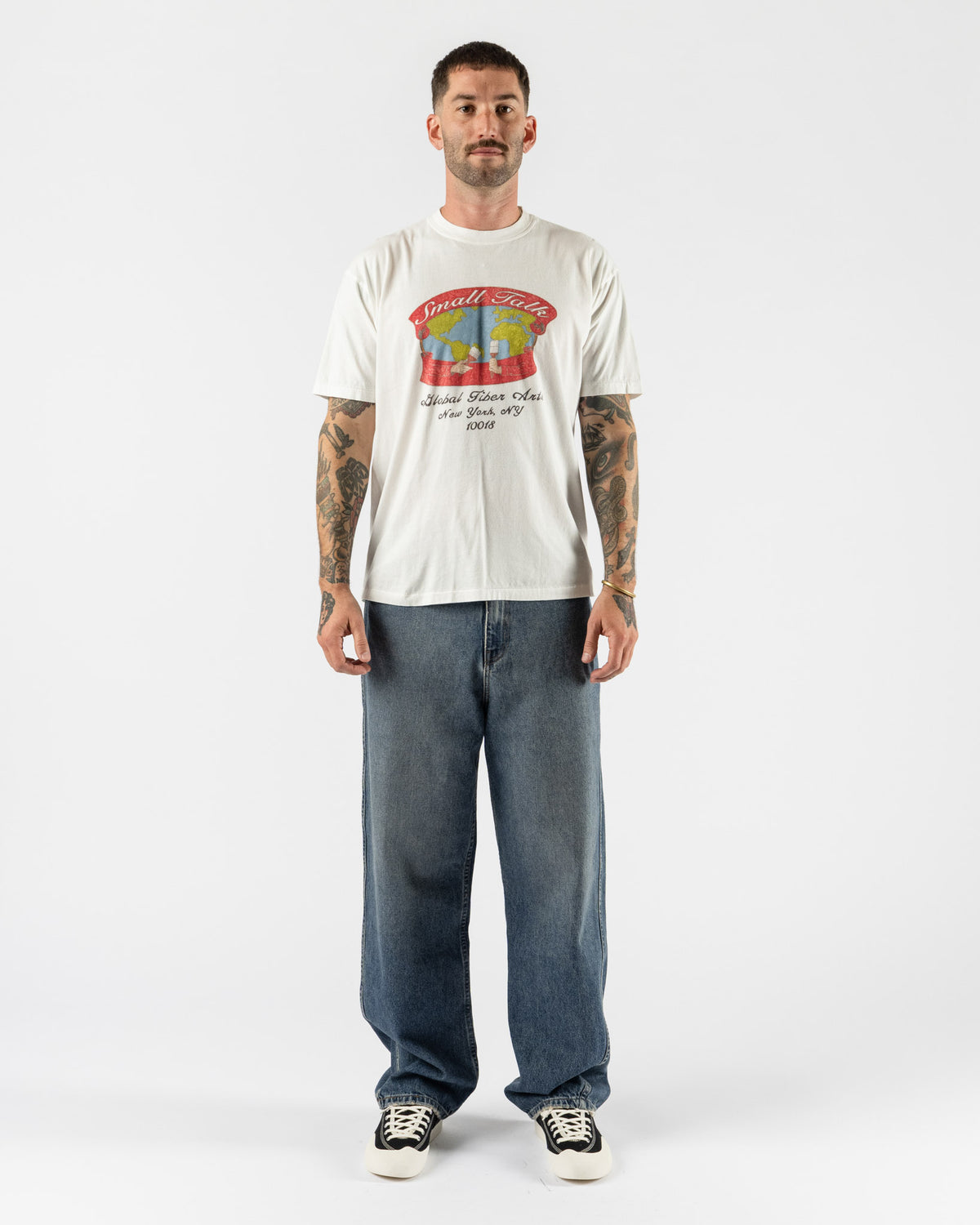 Small Talk Hand Illustration Print SS T-Shirt in Off White