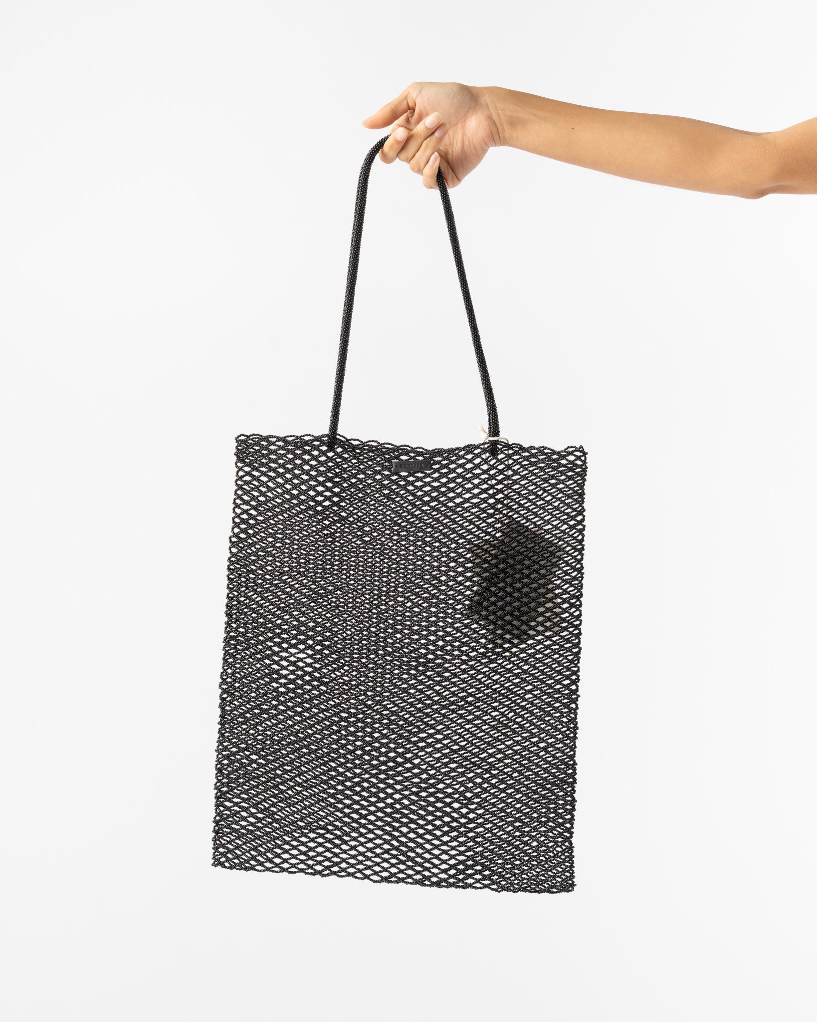 Cordera Handmade Beaded Tote Bag in Black