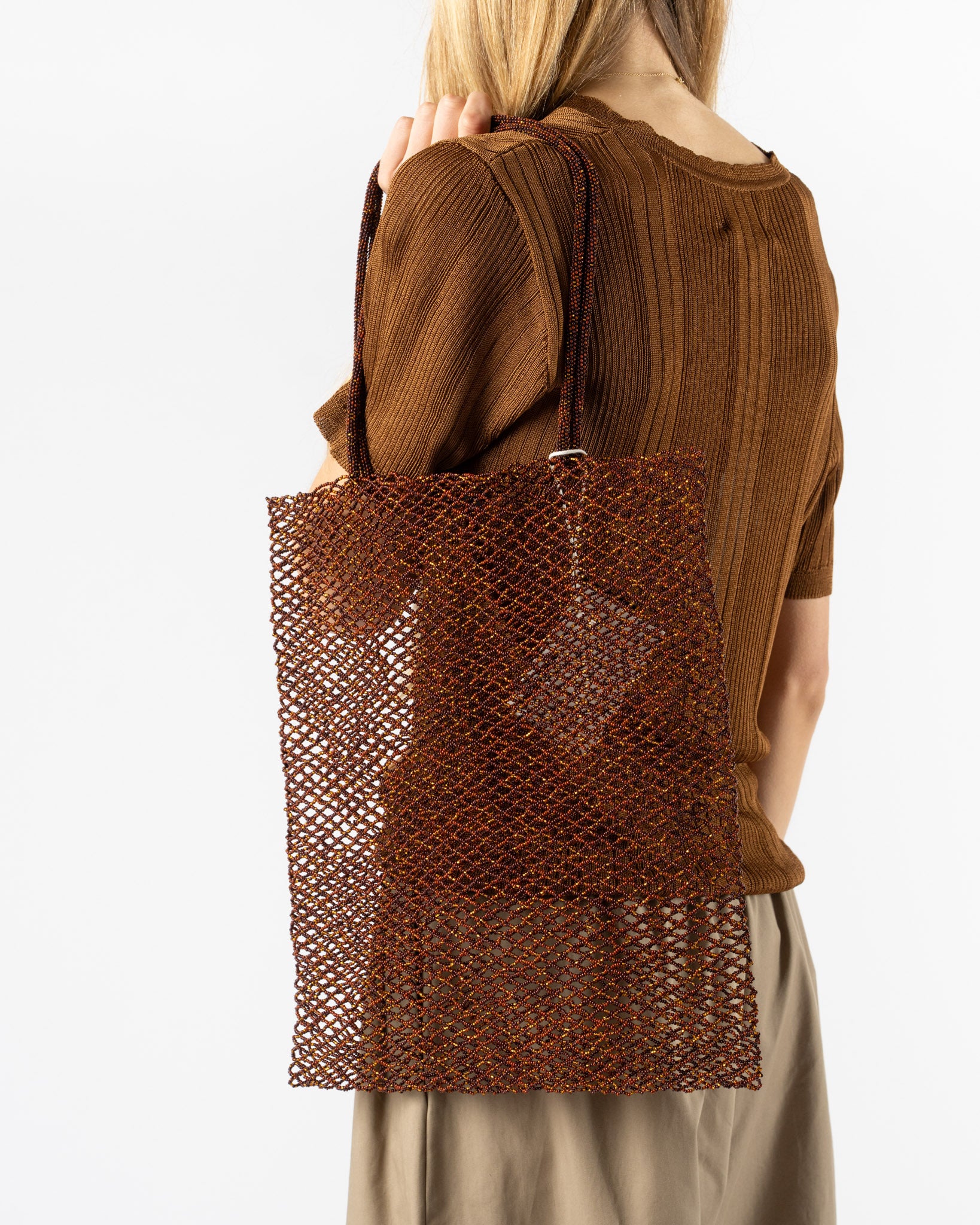 Cordera Handmade Beaded Tote Bag in Sierra