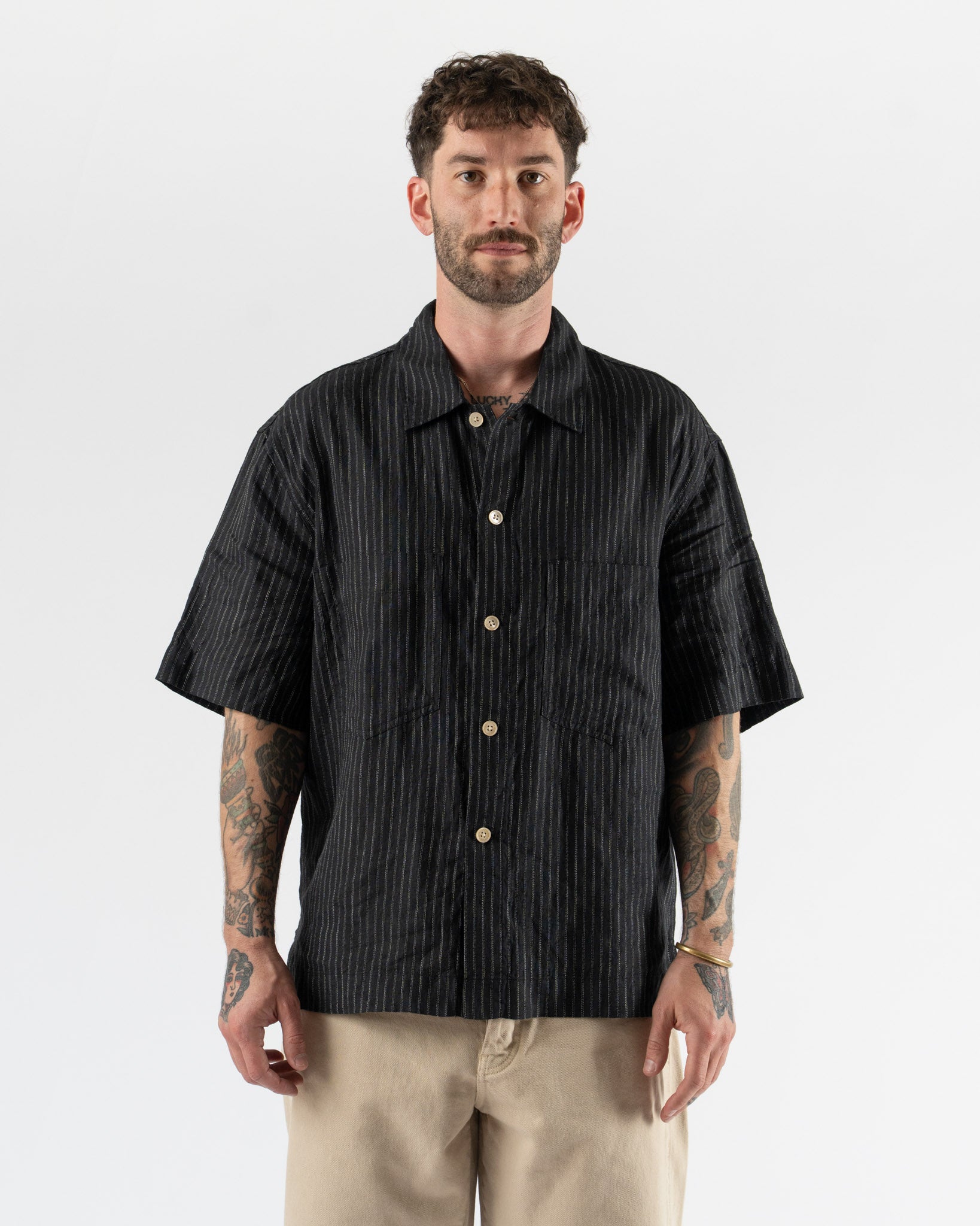 Sunflower Adam Shirt in Black Curated at Jake and Jones