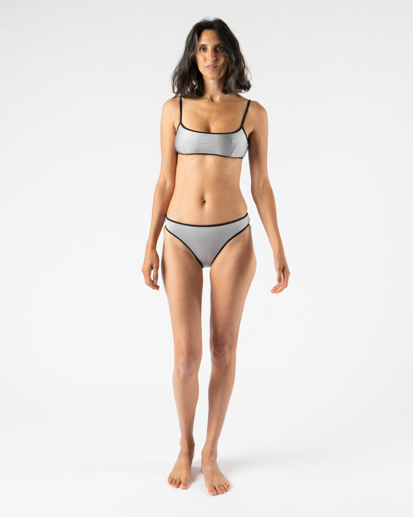 Nu Swim High Cut Bottom in Silver/Black