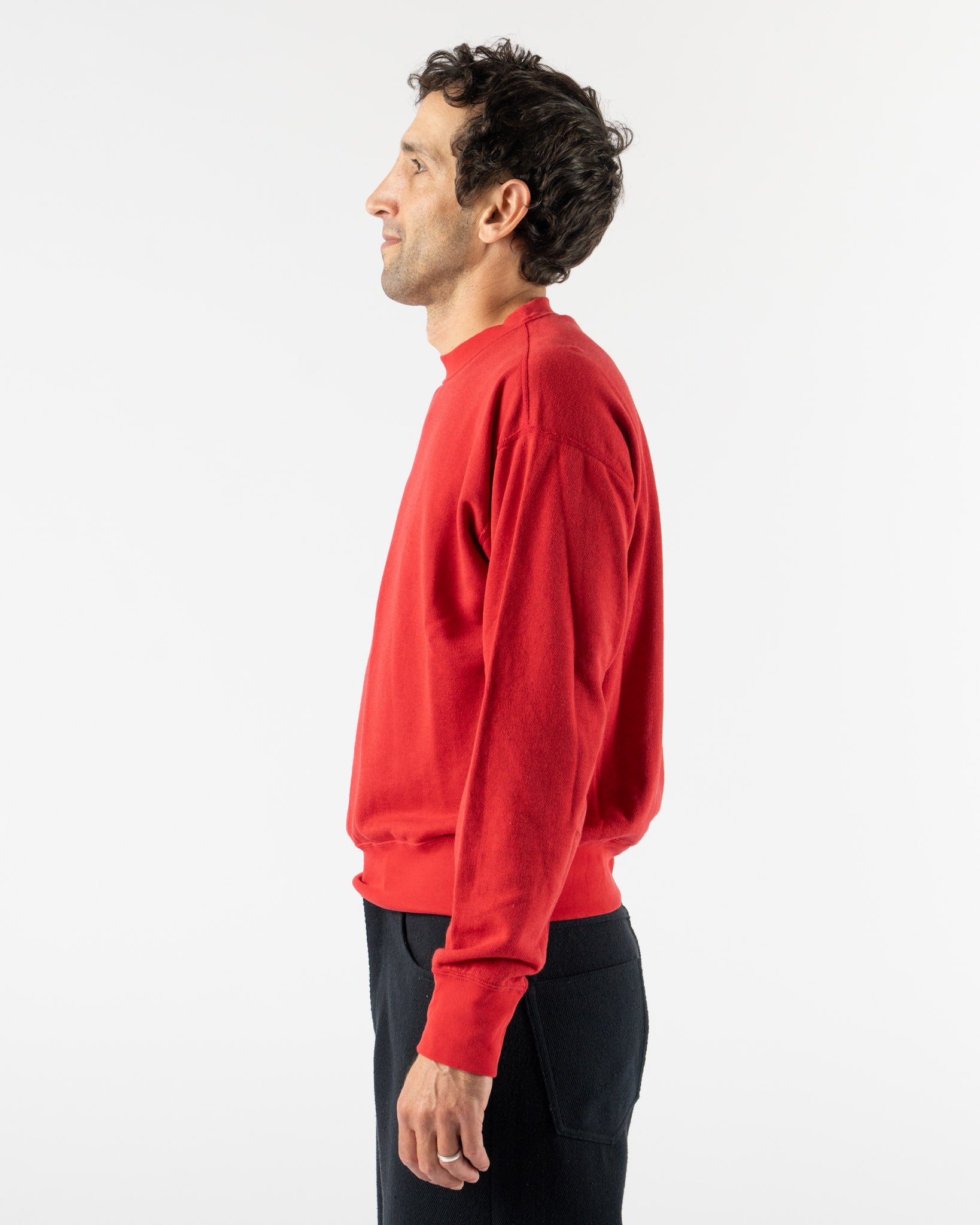 Auralee High Twist Light Sweat P/O in Red Curated at Jake and Jones
