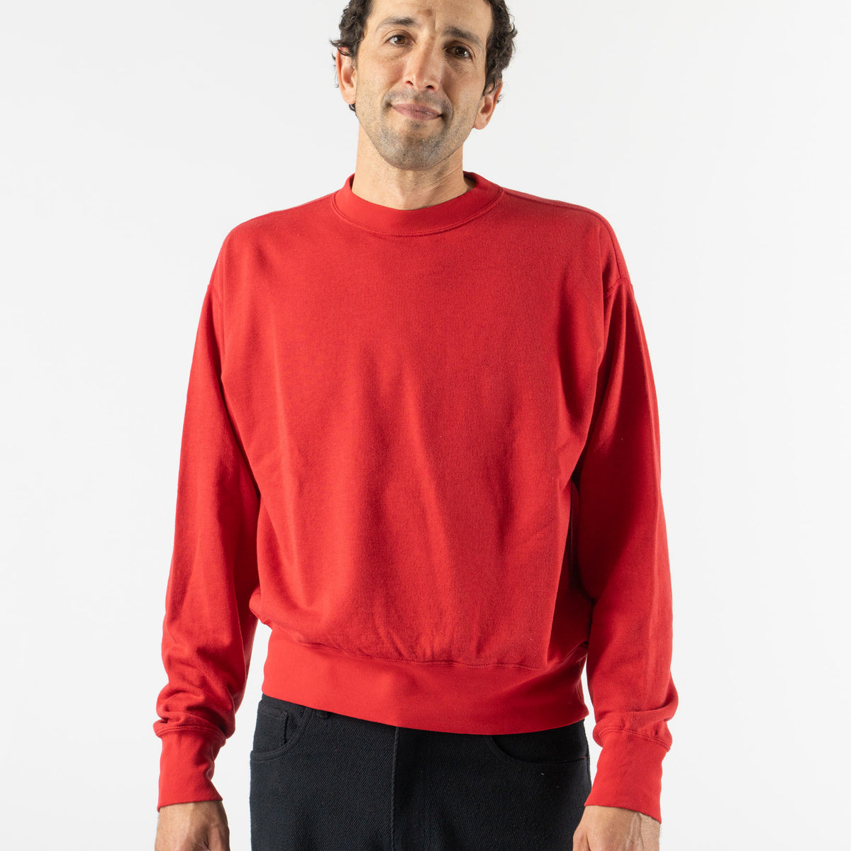 Auralee High Twist Light Sweat P/O in Red Curated at Jake and Jones