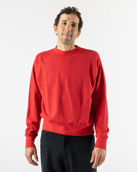 Auralee High Twist Light Sweat P/O in Red Curated at Jake and Jones