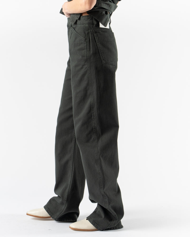 Lemaire High Waisted Curved Pants in Carbon Blue