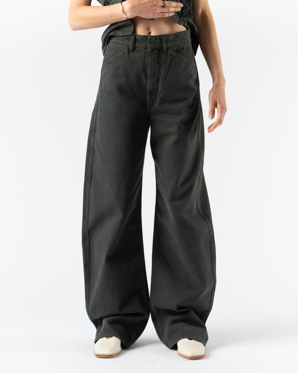 Lemaire High Waisted Curved Pants in Carbon Blue