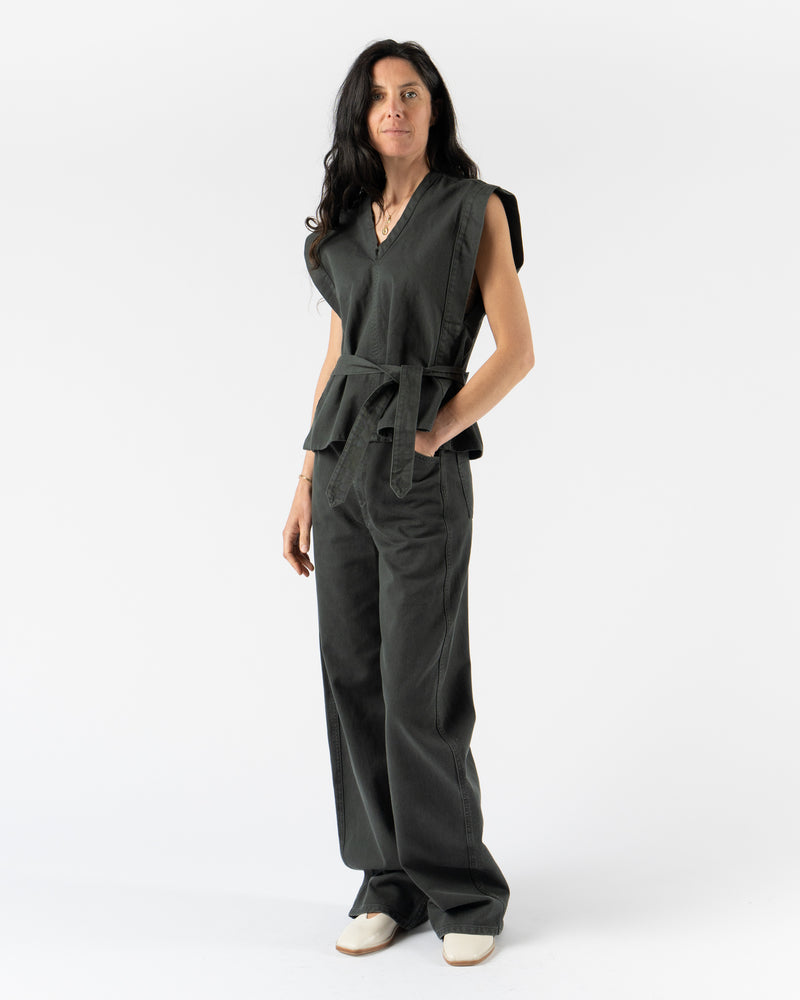 Lemaire High Waisted Curved Pants in Carbon Blue