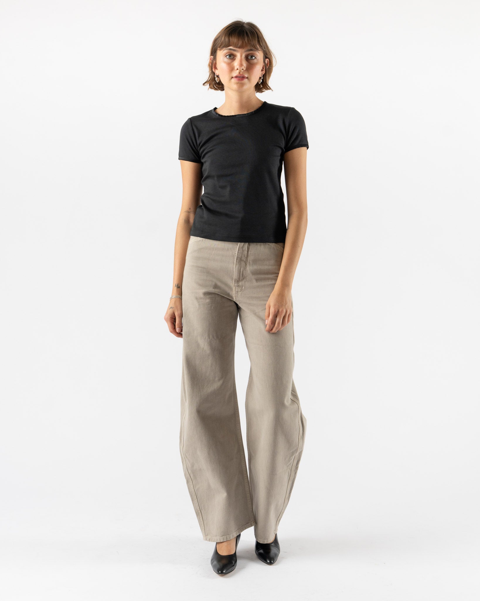 Lemaire High Waisted Curved Pants in Moonstone