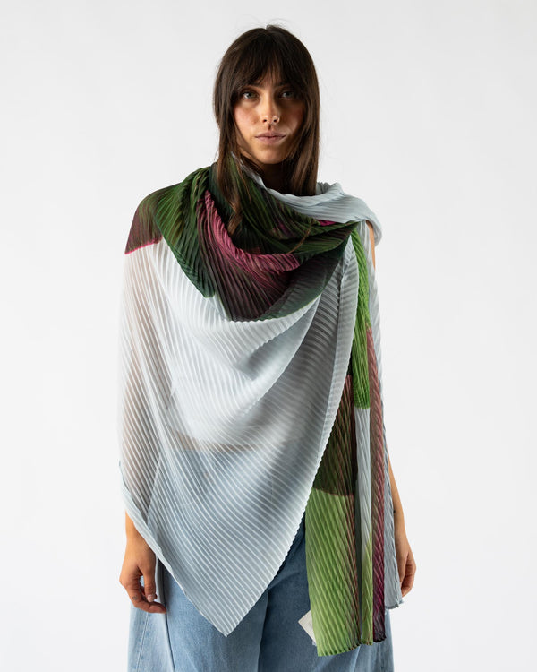 Homme Plisse RB Drawing Stole in Green x Blue