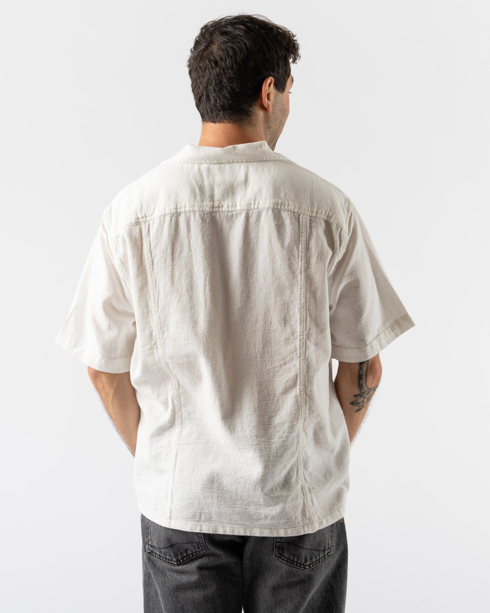 Corridor Hopsack SS Shirt in White