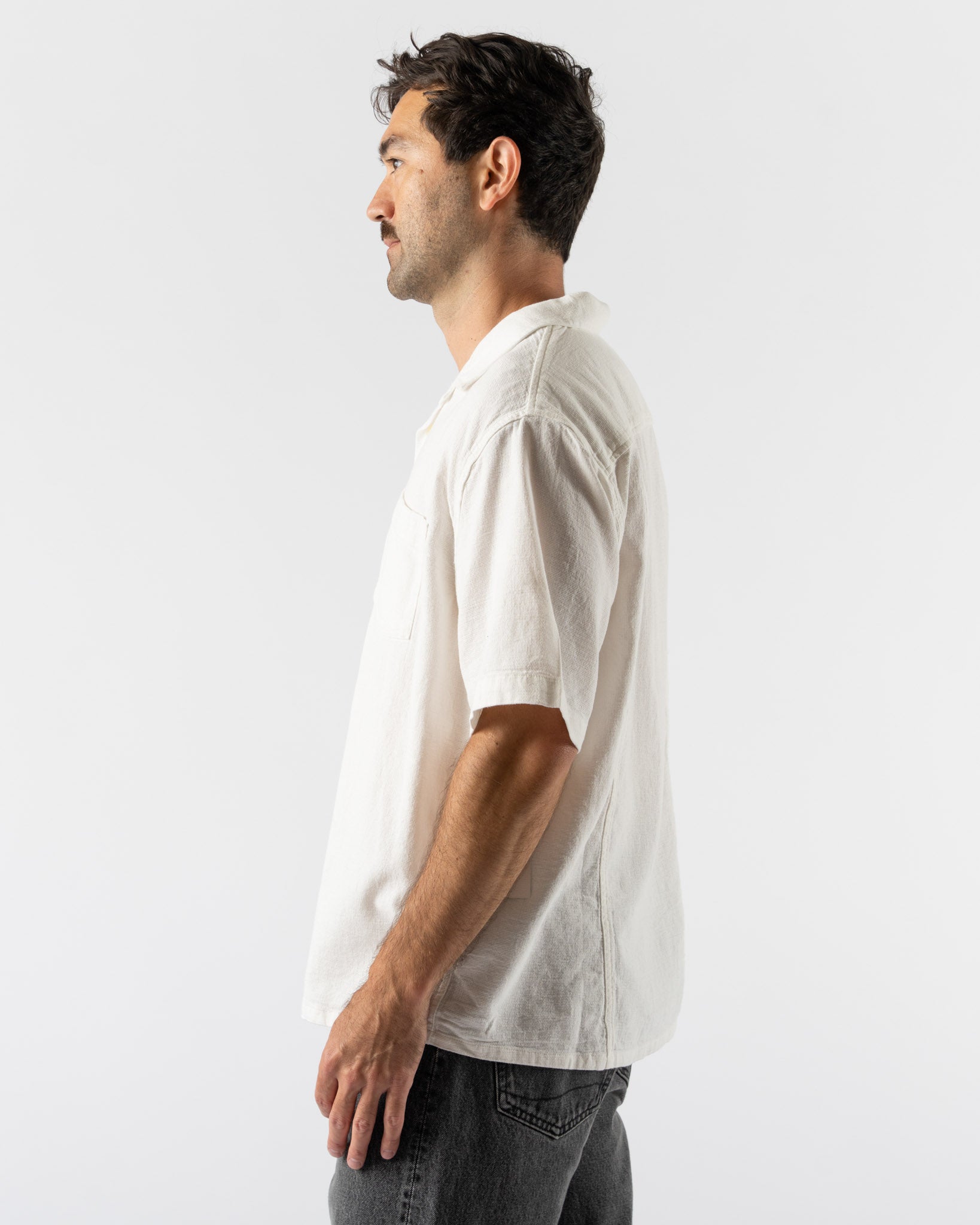 Corridor Hopsack SS Shirt in White