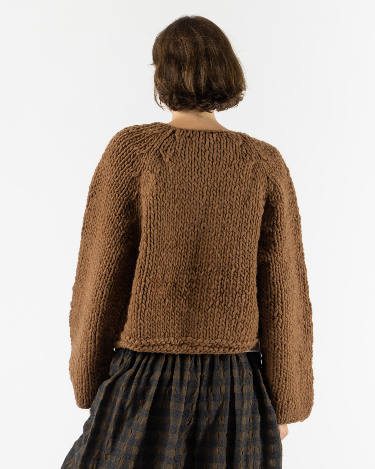 Ichi Antiquités Pelu Handknit Wool Pullover in Brown
