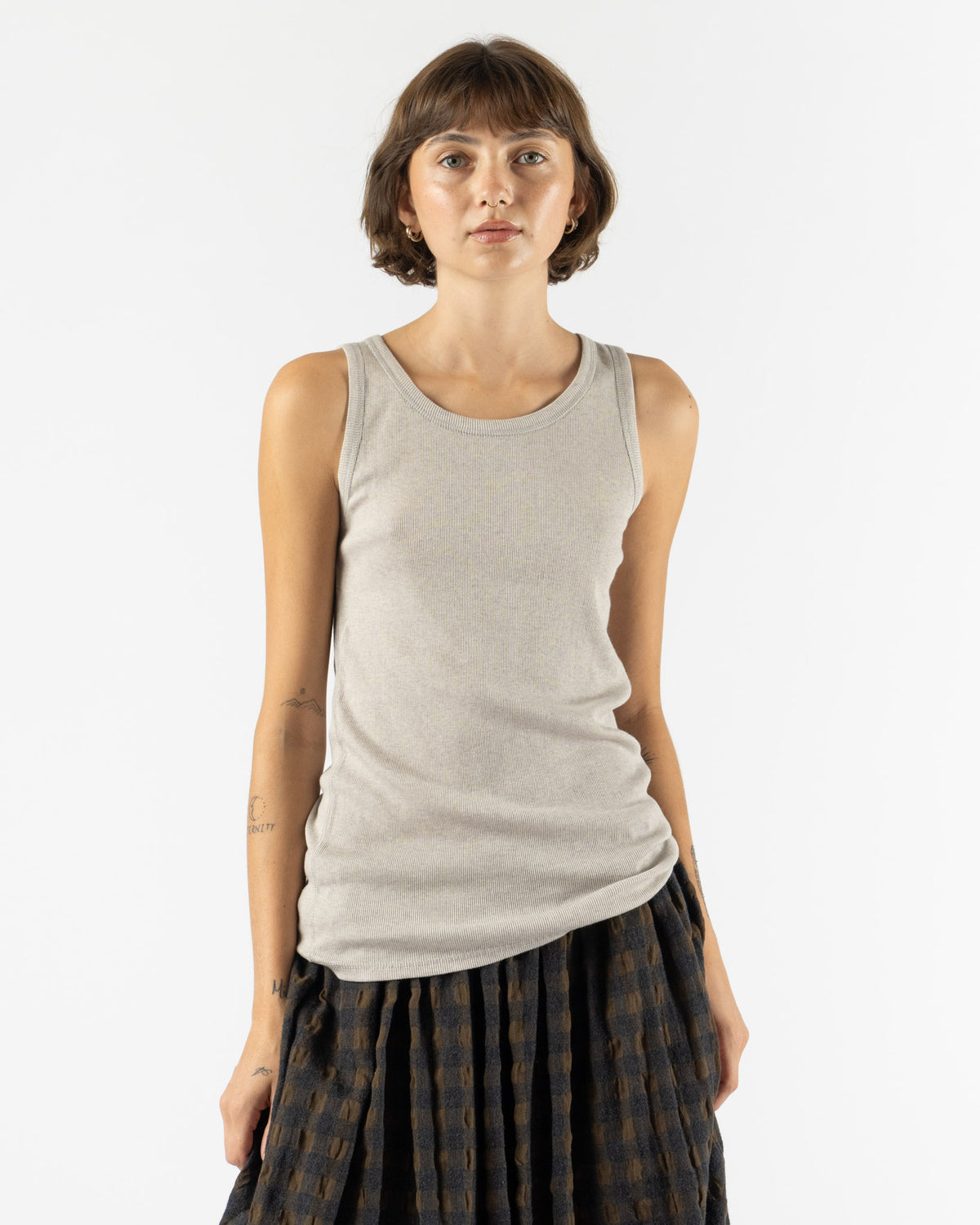 Ichi Antiquités Rib Tank Top Knit in Gray