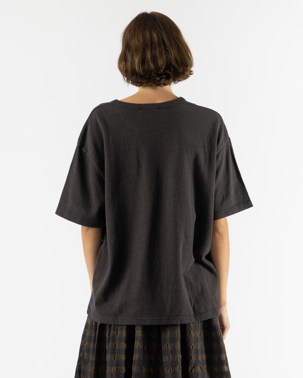 Ichi Antiquités Knit Organic T-Shirt in C Black