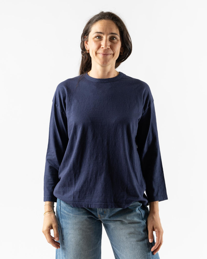 Ichi Antiquités Knit Cotton Pullover in Navy