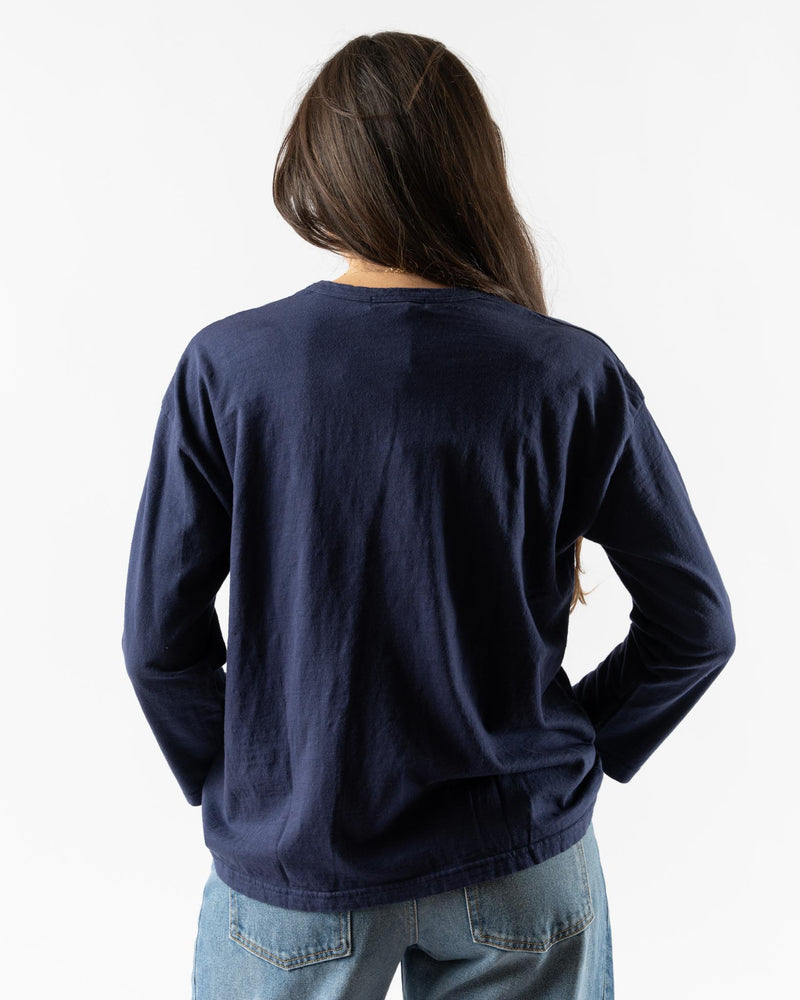 Ichi Antiquités Knit Cotton Pullover in Navy