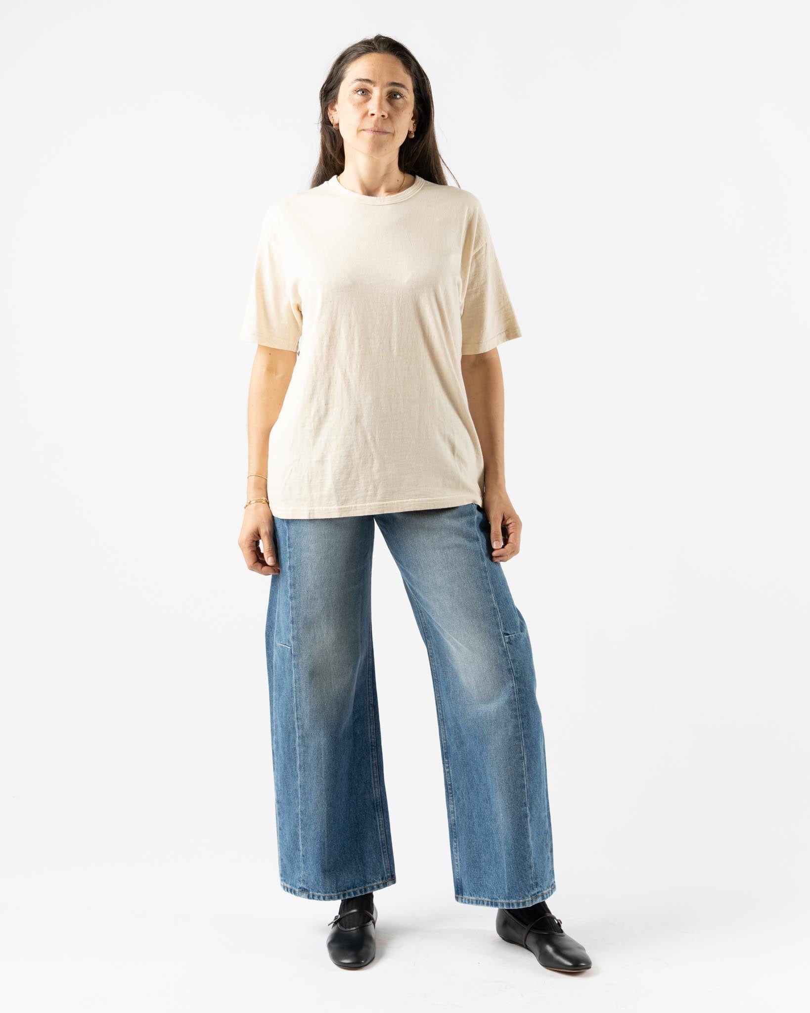 Ichi Antiquités Knit Cotton T-Shirt in Natural