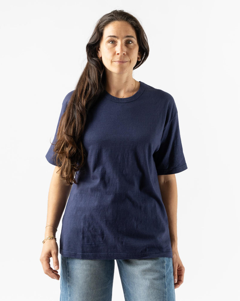 Ichi Antiquités Knit Cotton T-Shirt in Navy