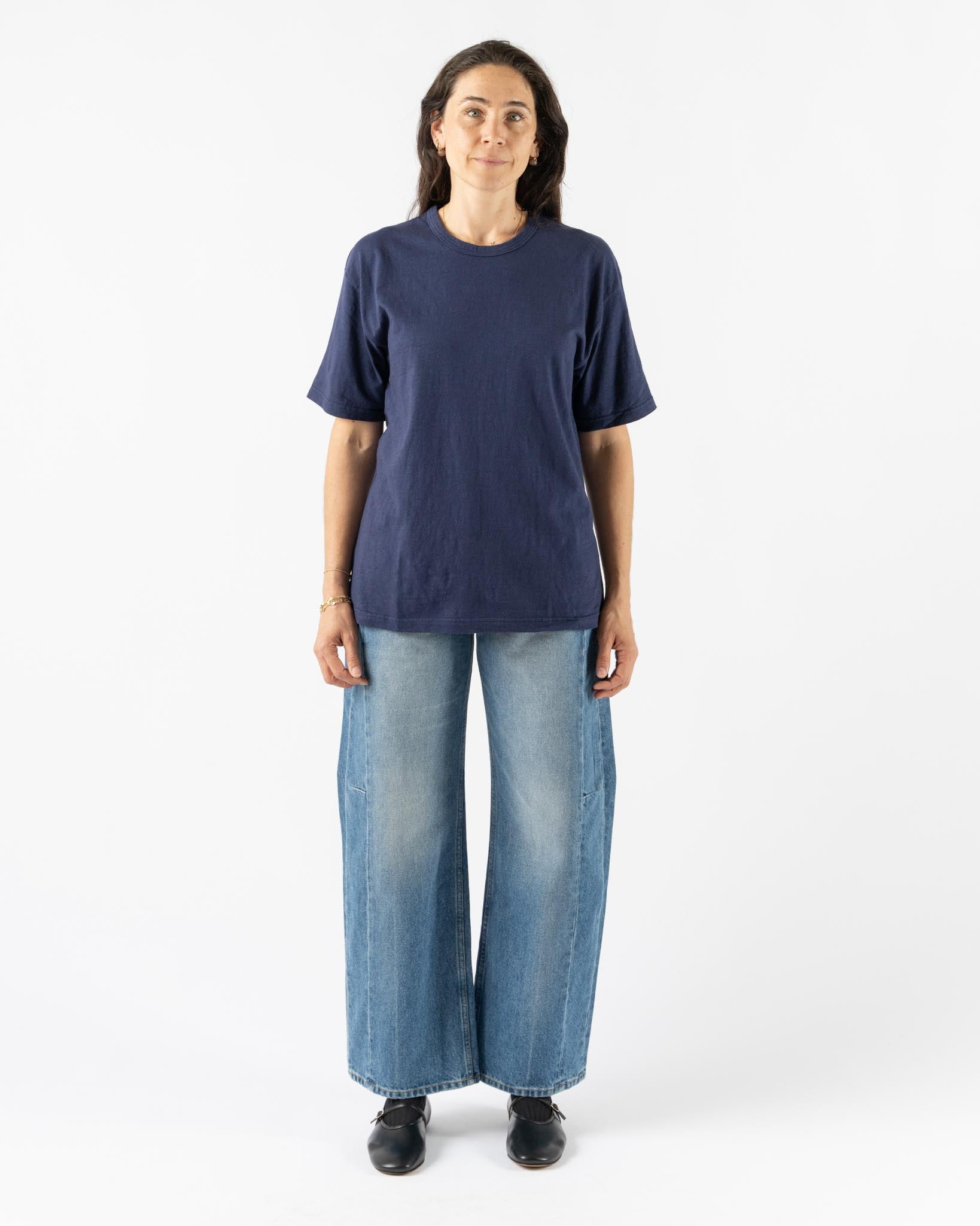 Ichi Antiquités Knit Cotton T-Shirt in Navy