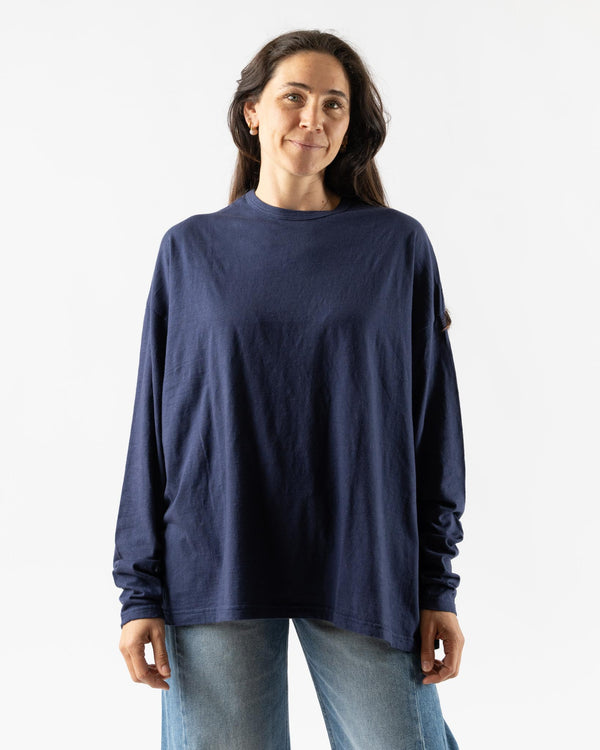 Ichi Antiquités Loose Cotton Pullover in Navy