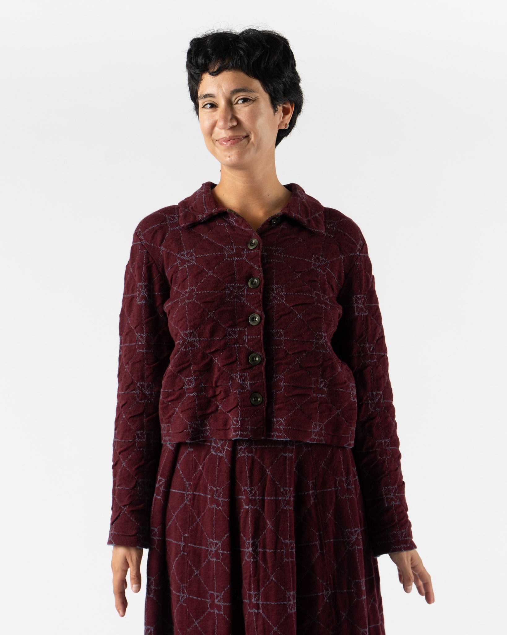 YanYan June Shrunken Work Jacket in Burgundy