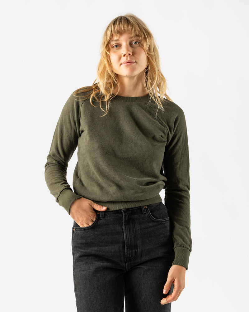 Jungmaven Crux Cropped Sweatshirt in Olive Green