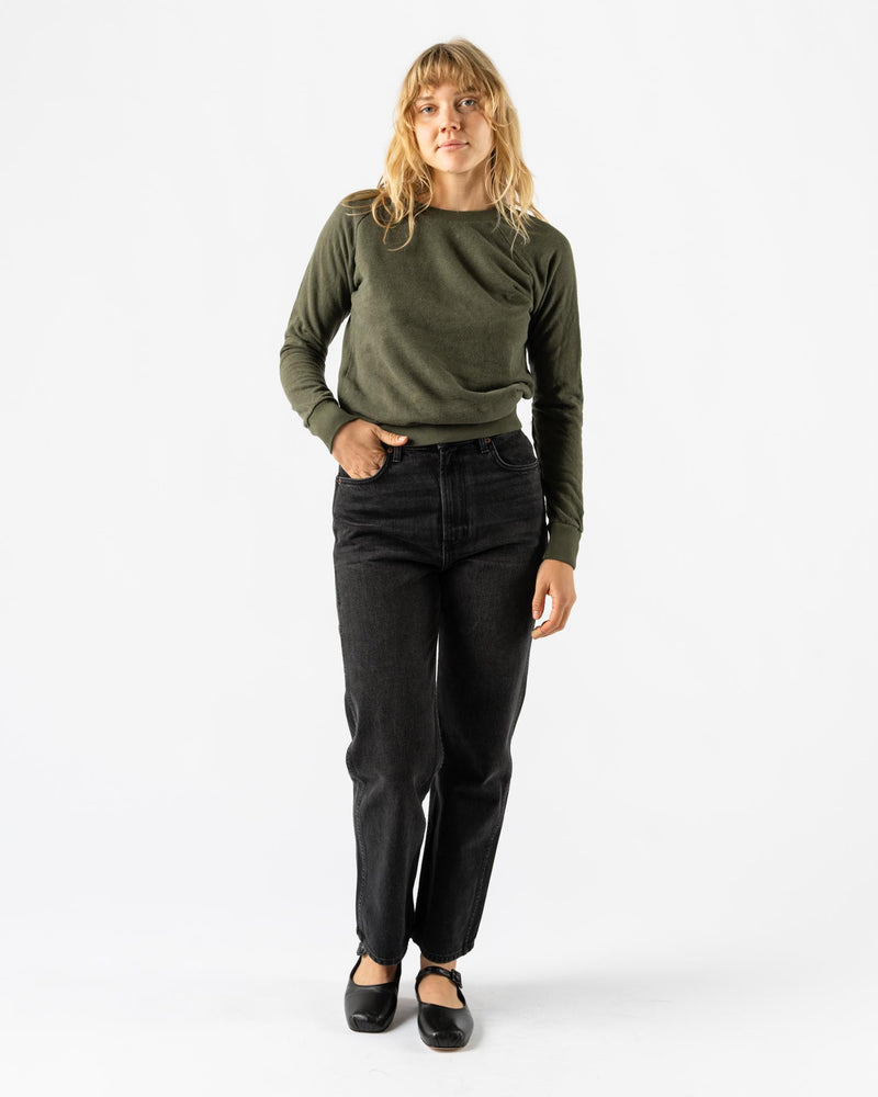 Jungmaven Crux Cropped Sweatshirt in Olive Green