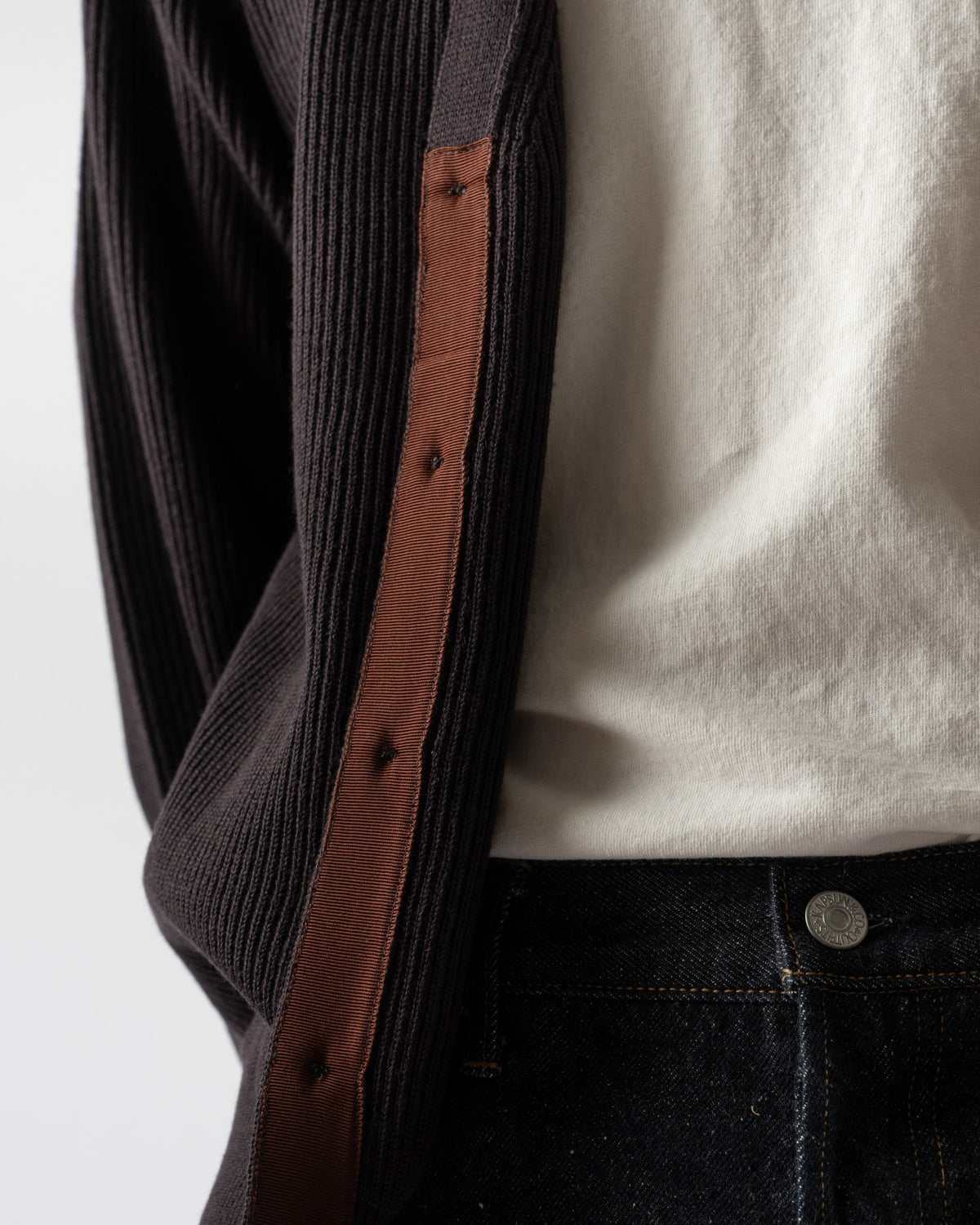 Kaptain Sunshine Cotton Wool Knit Cardigan in Espresso