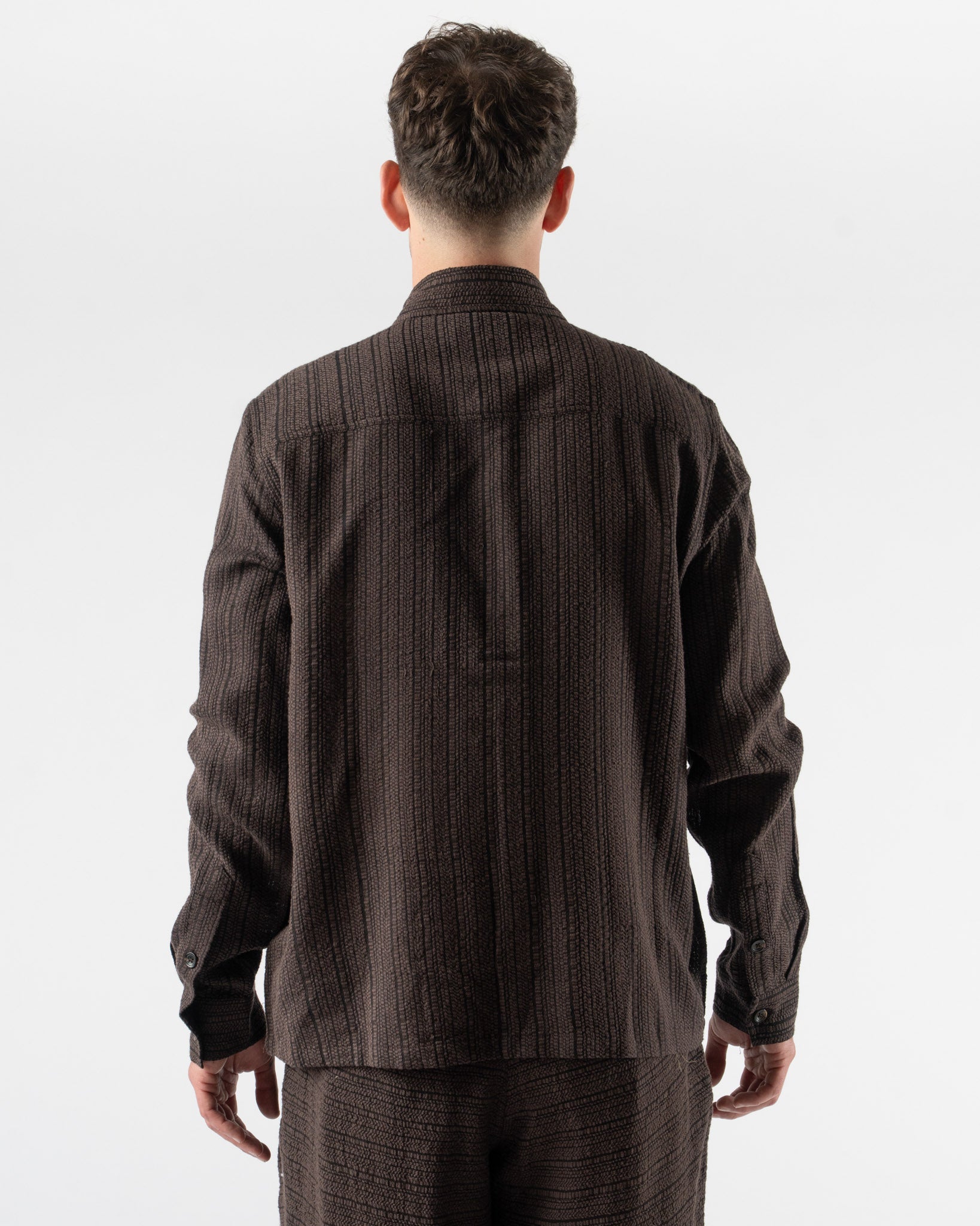Kartik Research Box Shirt in Brown/Ash