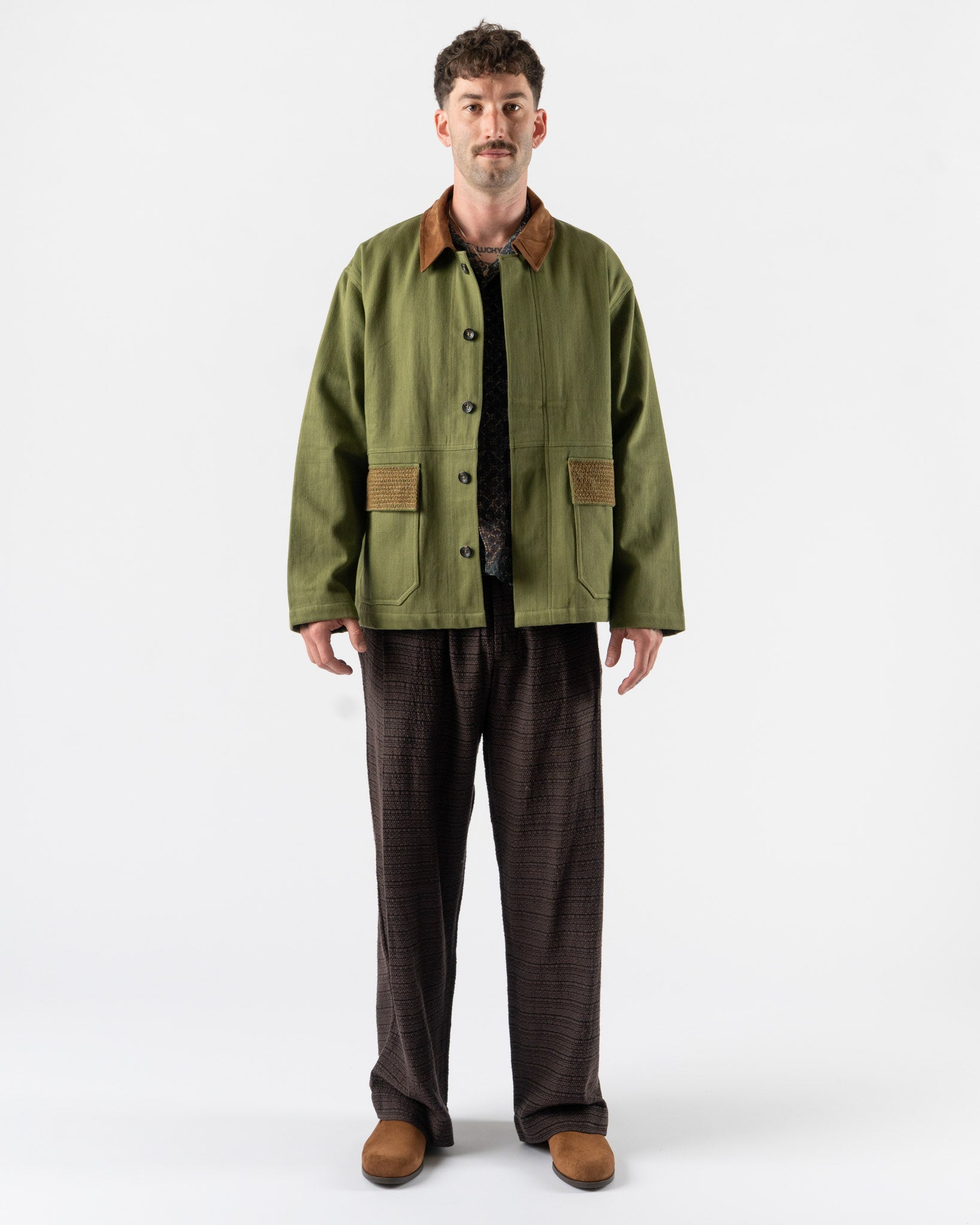 Kartik Research Jodhpur Jacket in Green/Brown