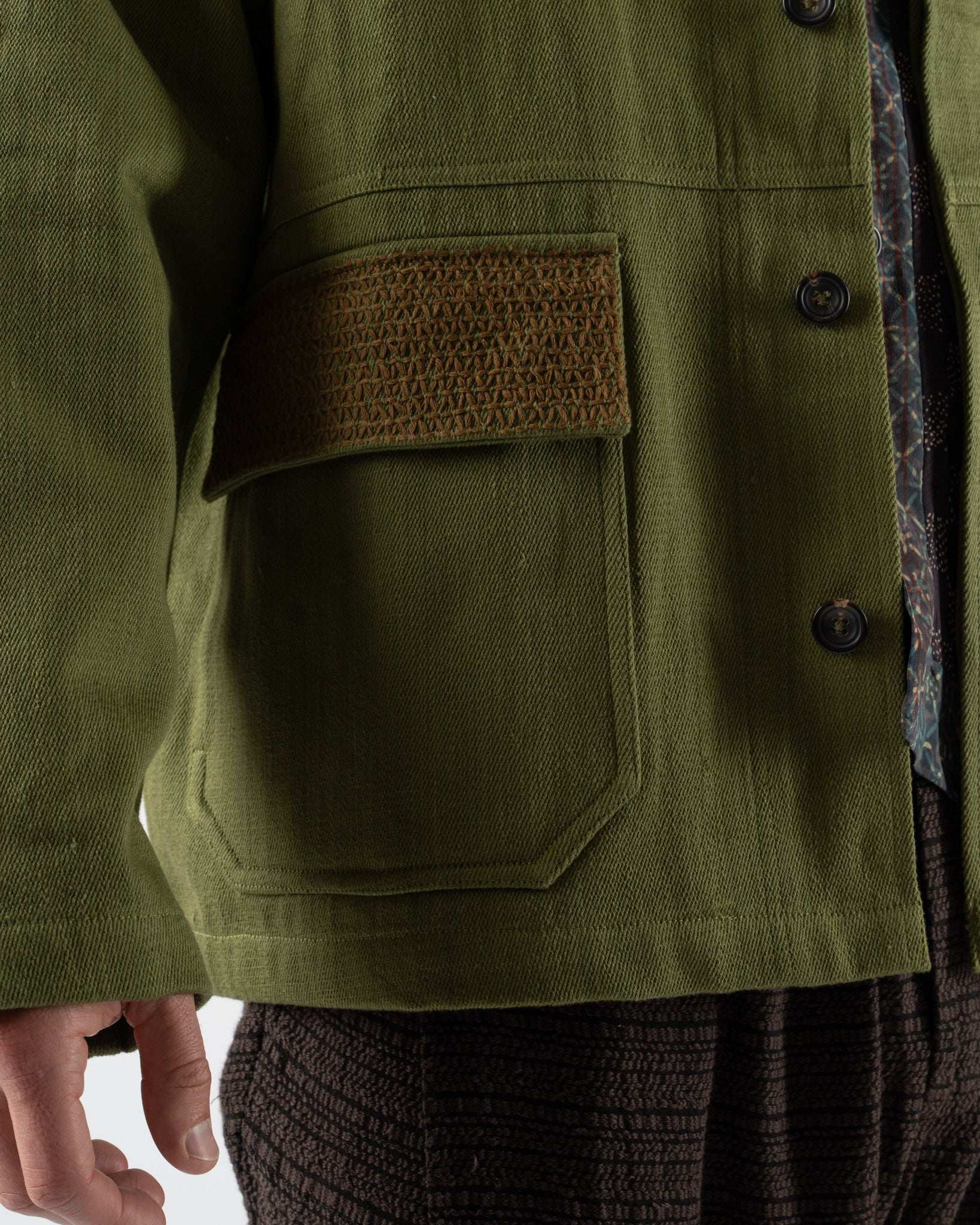 Kartik Research Jodhpur Jacket in Green/Brown