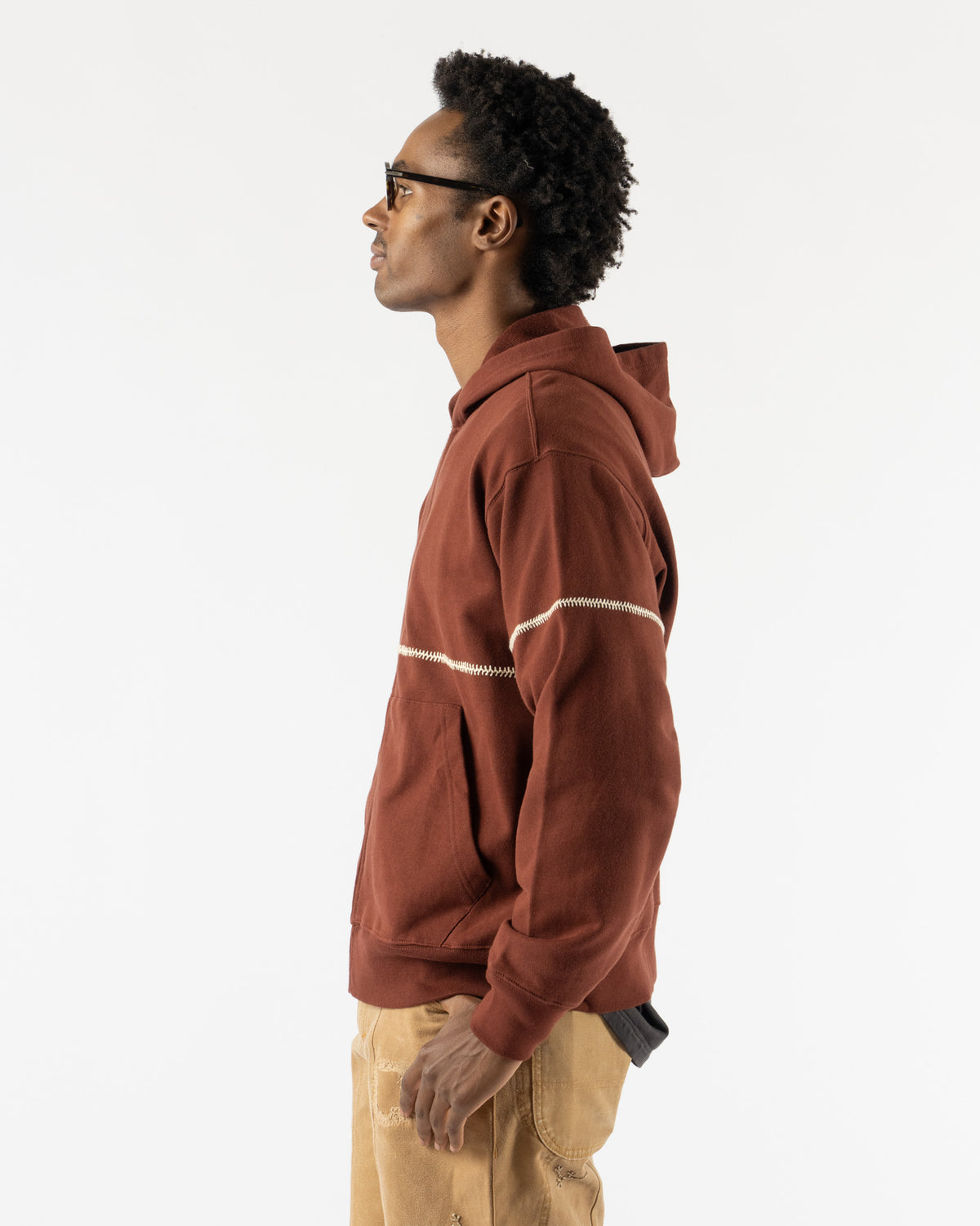 Kartik Research Rabari Zip Hoodie in Rust