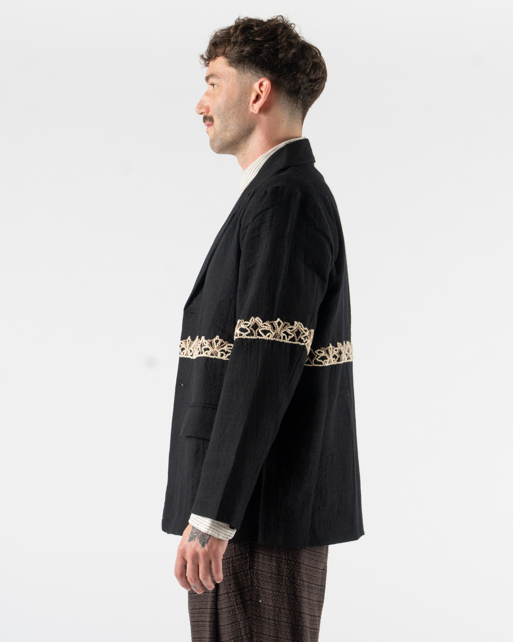 Kartik Research Two Button Blazer in Black/Ecru/Beige