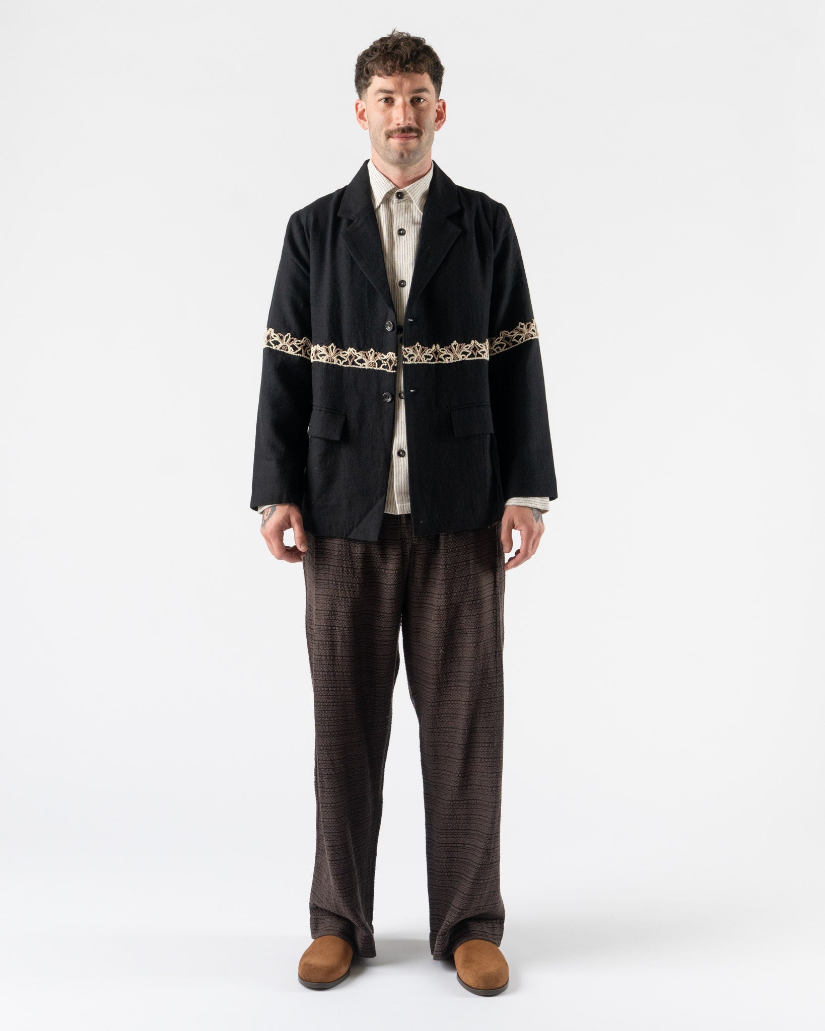 Kartik Research Two Button Blazer in Black/Ecru/Beige